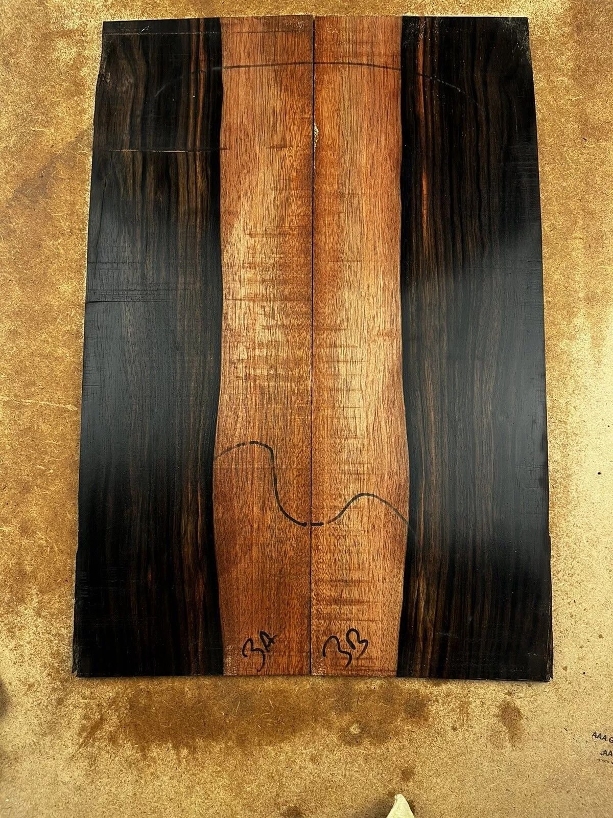 Macassar Ebony Guitar Drop Top Wood Luthier Figured Wood Bookmatched #3