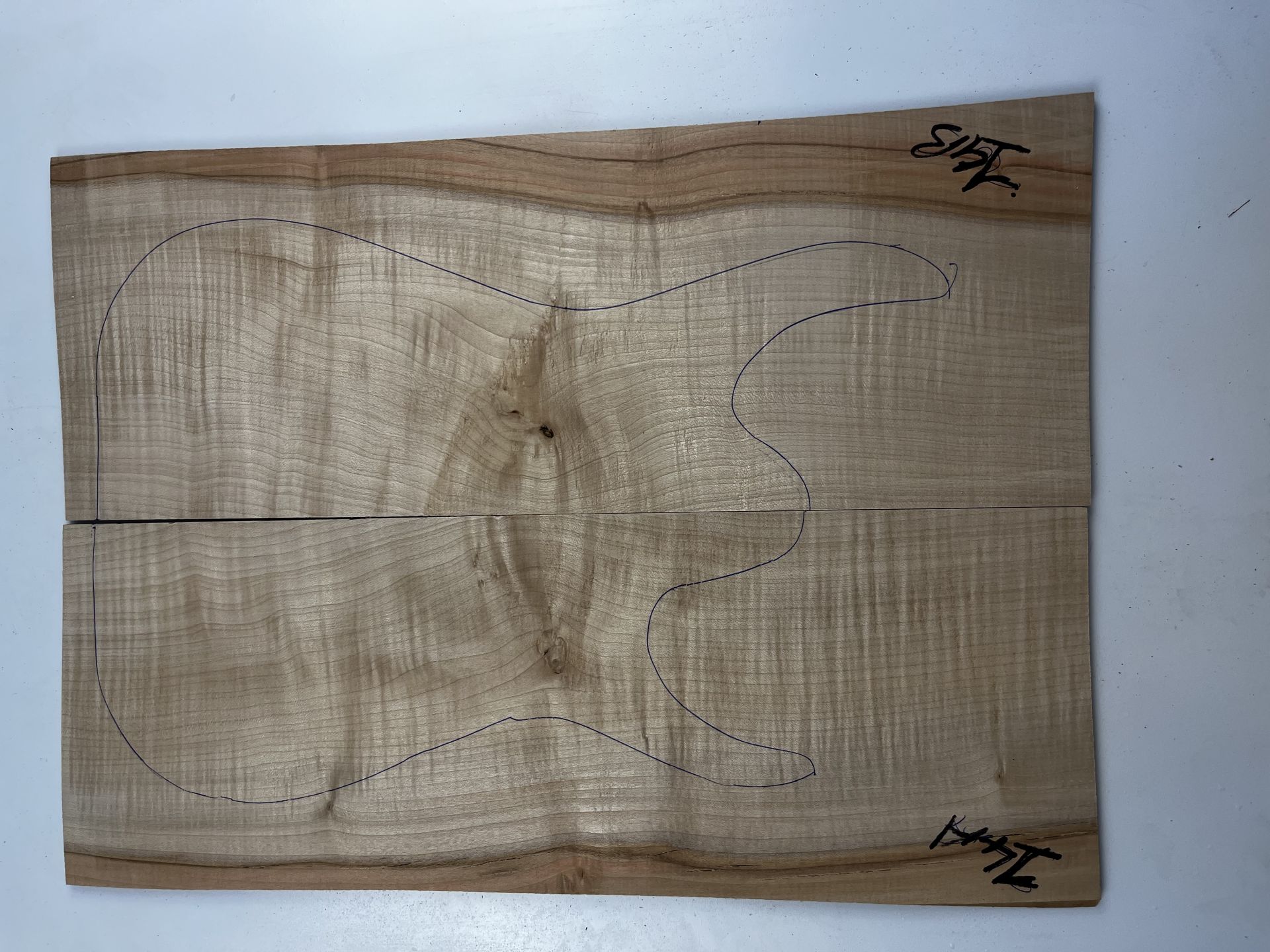 Flame Maple Drop Top Luthier Guitar Figured Wood Bookmatched Set No:14