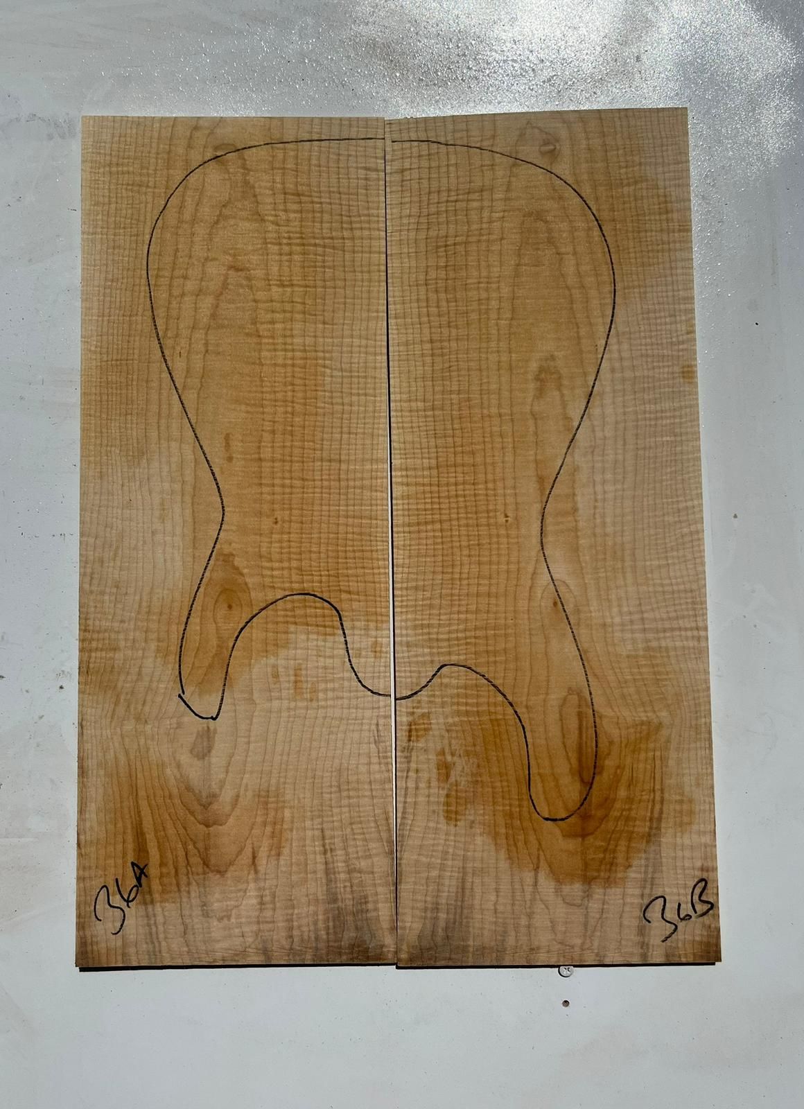 Curly Maple Drop Top Luthier Guitar Figured Wood Bookmatched Set No:36