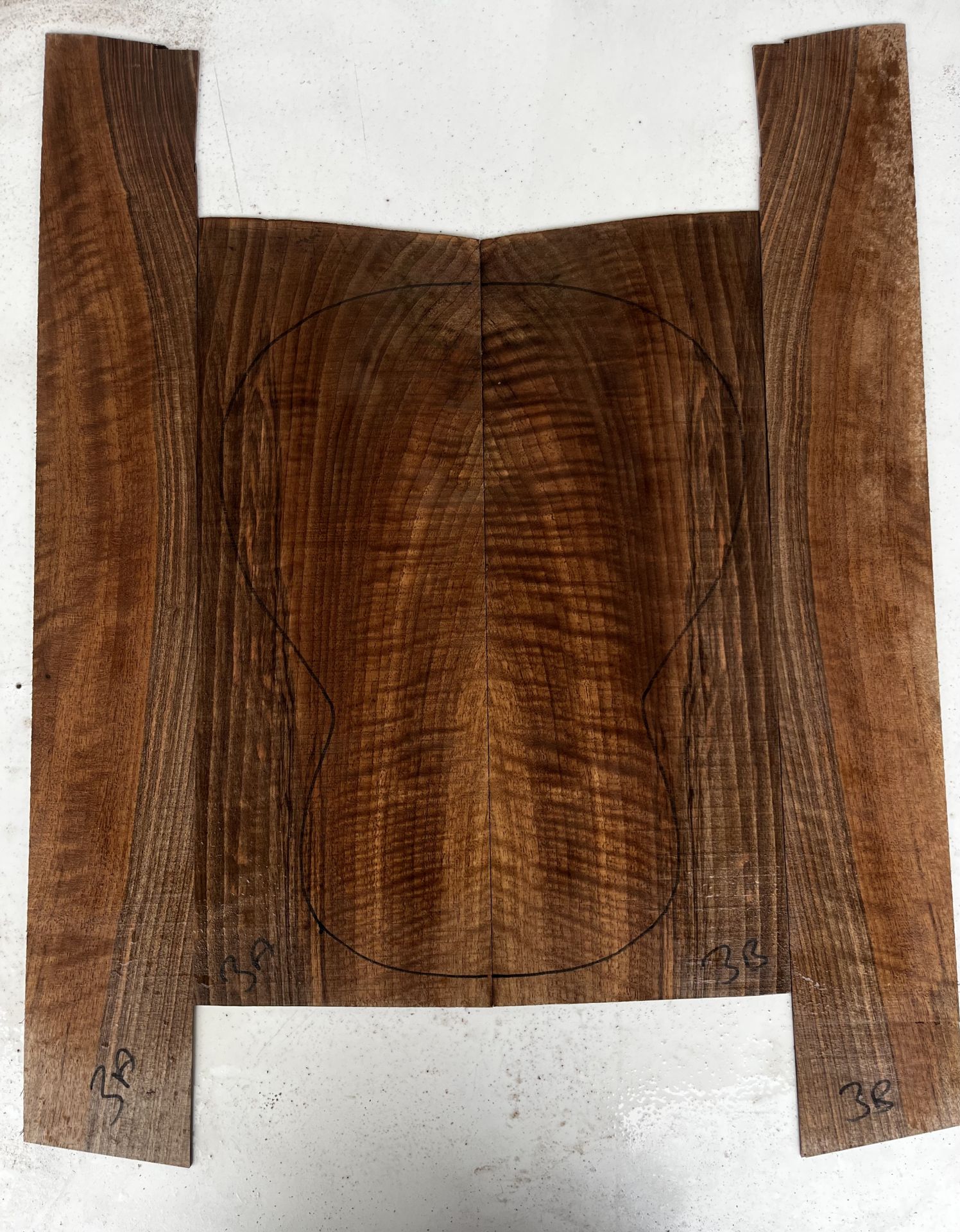 Master Grade Flame Claro Walnut Acoustic Guitar Back And Sides set #3