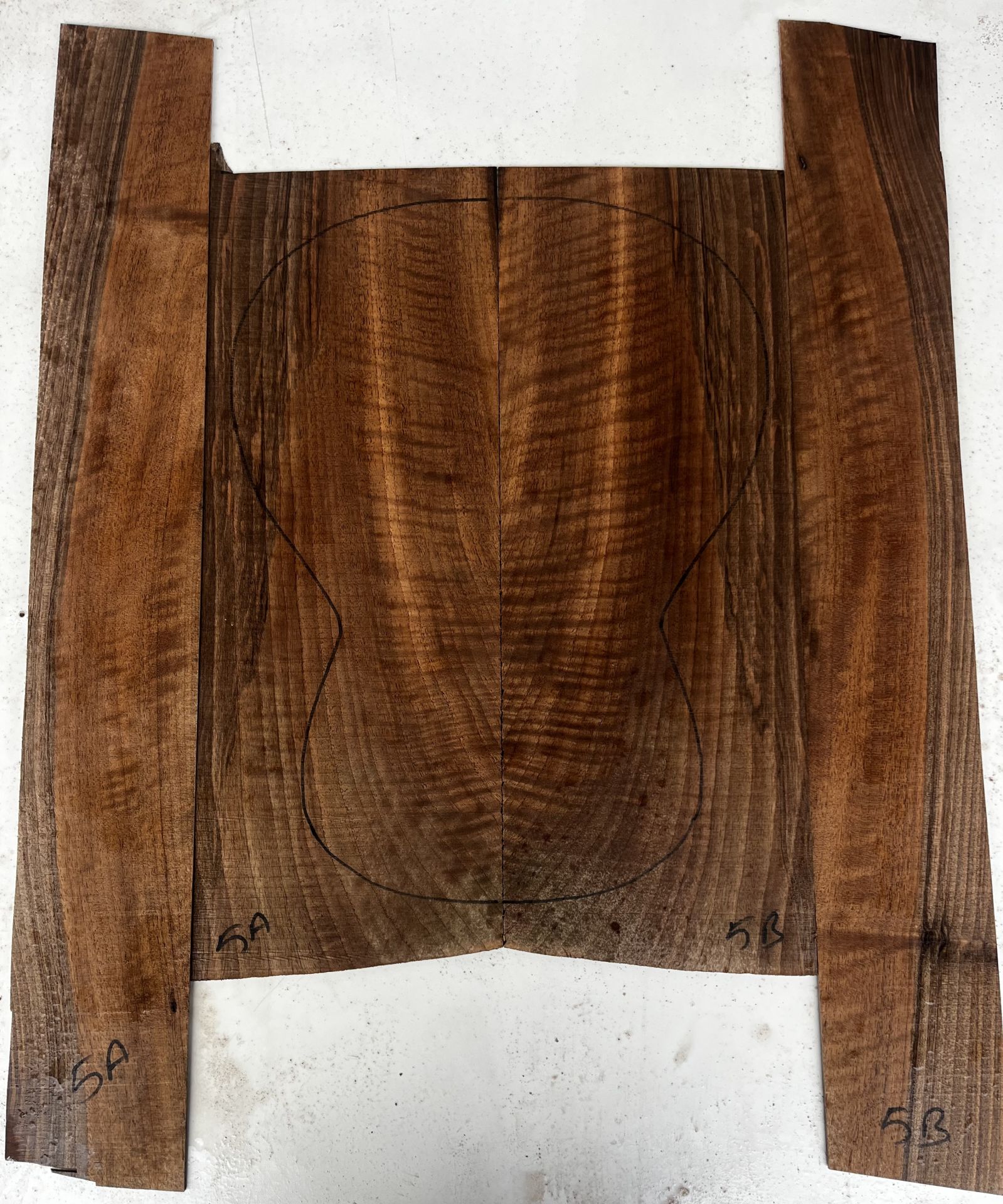 Master Grade Flame Claro Walnut Acoustic Guitar Back And Sides set #5