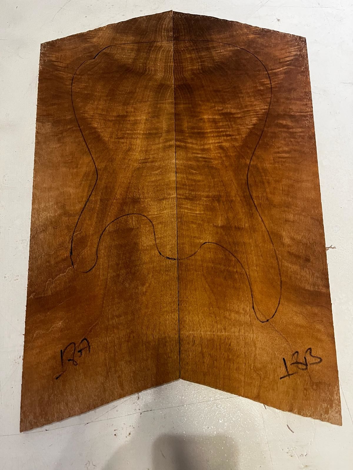 Turkish Walnut Drop Top Luthier Guitar Figured Wood Bookmatched Set No:16