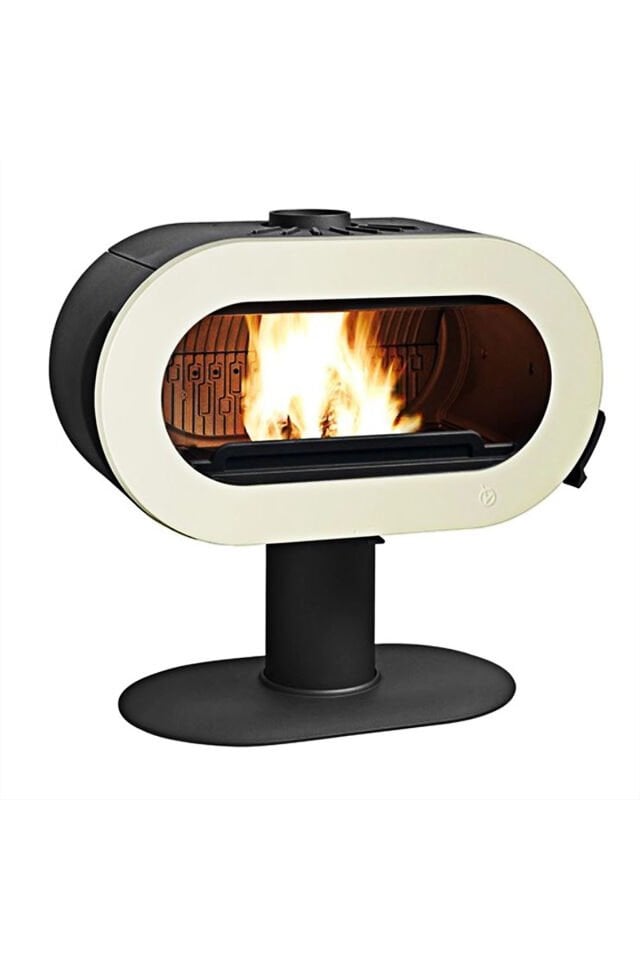 Fifty On Pedestal Krem Döküm Odun Sobası