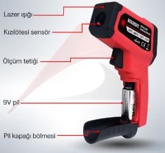 DT8380FC  (-50°C .... +380°C) Kızılötesi Lazerli Termometre