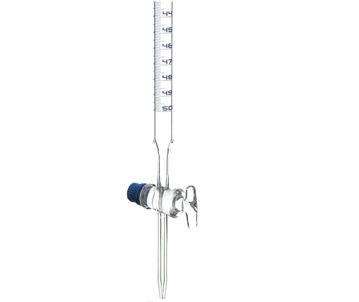 Büret Düz Şeffaf Cam Musluklu 50 ml A Sınıfı