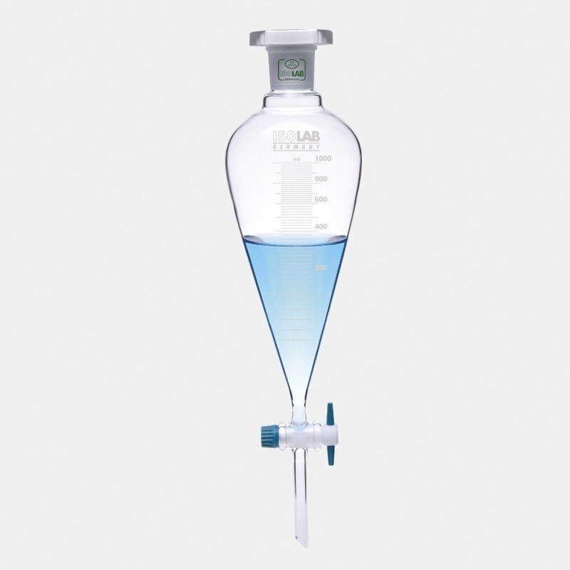 Ayırma Hunisi - Cam - Konik - Dereceli - PTFE Musluklu - NS 29/32 - 500 mL