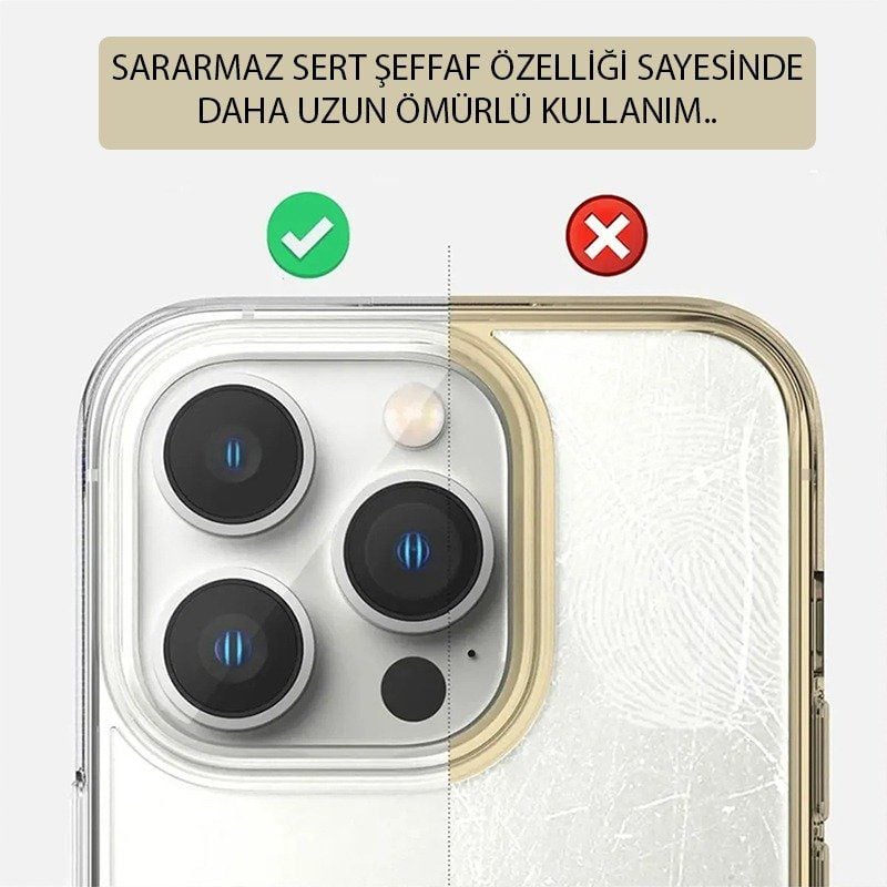 iPhone 14 Pro Kılıf Magsafe Şarj Özellikli Sararmaz Sert Şeffaf Ultra İnce Hoparlör Toz Korumalı