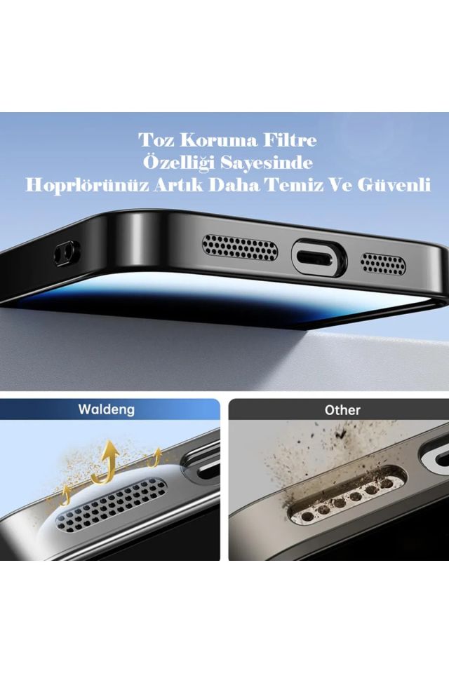 iPhone 14 Pro Max Kılıf Kamera Lens ve Hoparlör Toz Korumalı Magsafe Şarj Özellikli Esnek Silikon