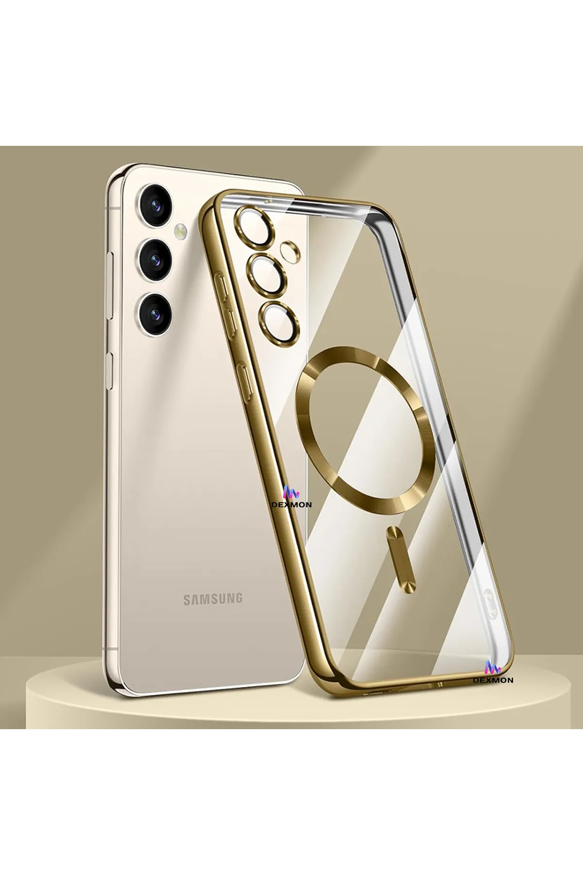 Samsung Galaxy S23 FE Kılıf Kamera Lens ve Hoparlör Toz Korumalı Magsafe Şarj Özellikli Lüks Silikon Gold