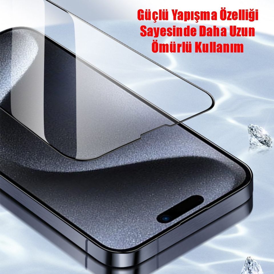 iPhone 15 Plus 6D Cam Ekran Koruyucu Ekranı Tam Kaplayan Güçlü Yapışkan Özellikli Kılıf Dostu