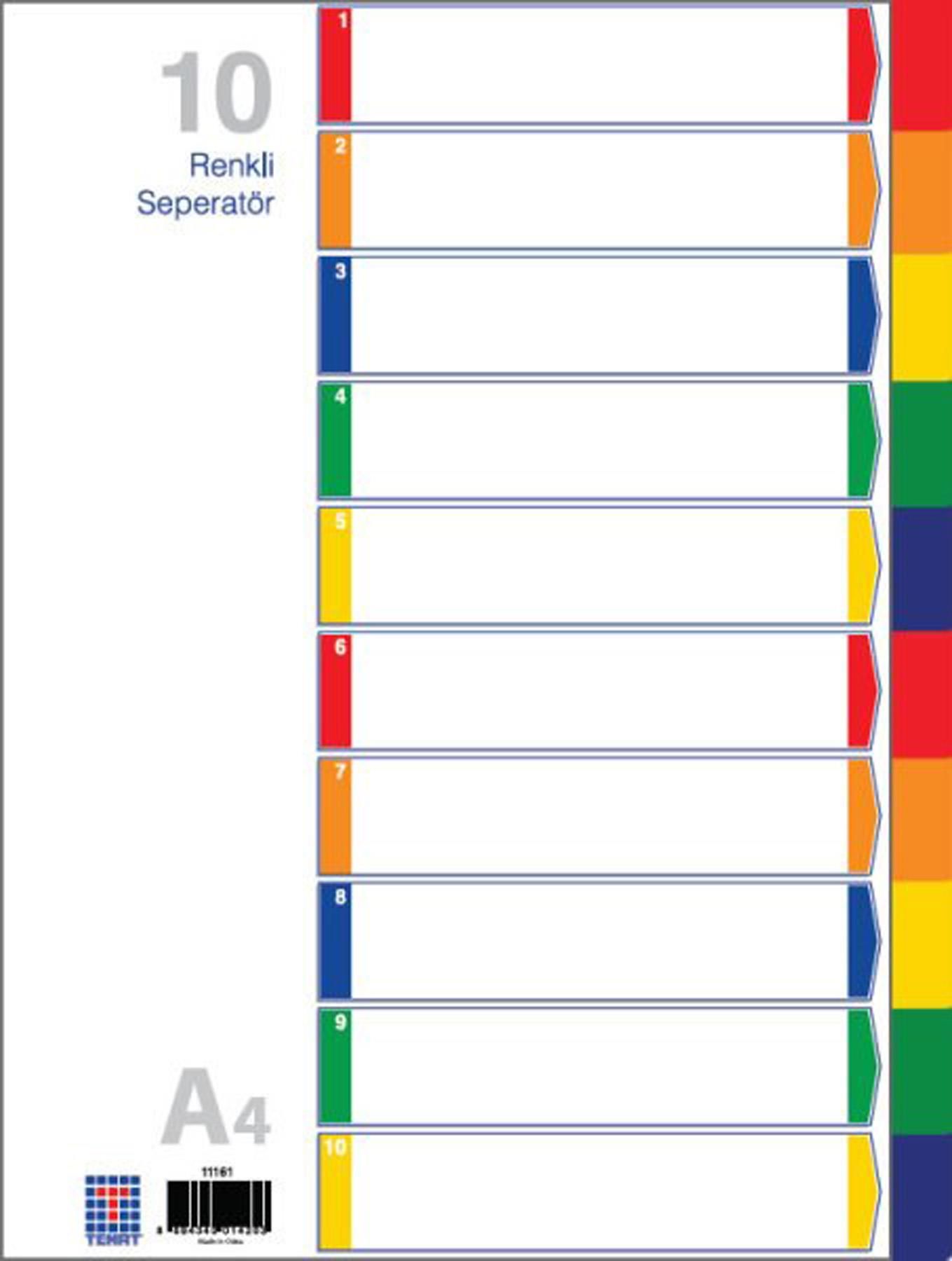 Temat Seperatör 1-10 Renkli Rakamlı 11161 (1 Adet)