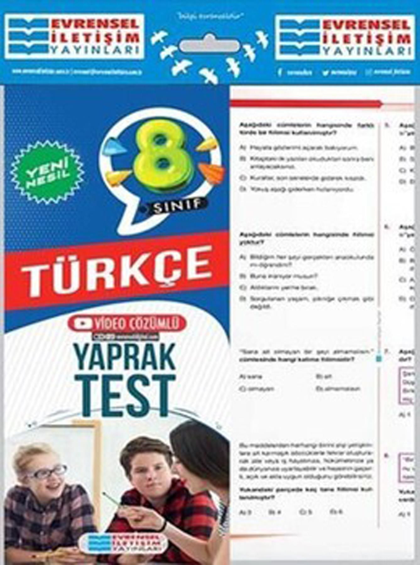 Evrensel İletişim 8.Sınıf Yeni Nesil Türkçe Yaprak Test