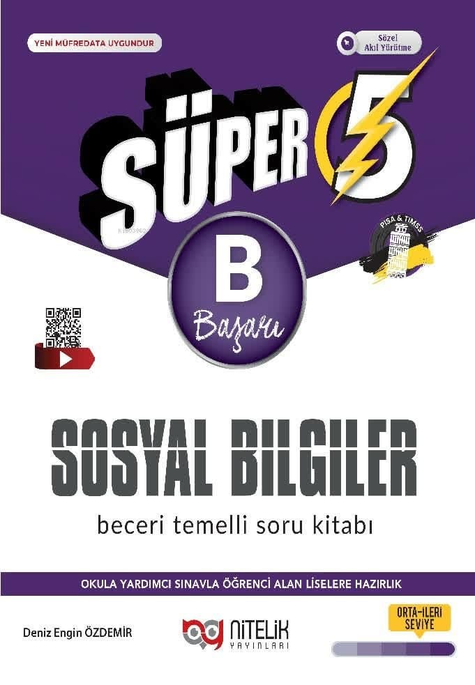 Nitelik 5.Sınıf Sosyal Bilgiler Süper (B) Beceri Temelli Soru Kitabı 2025