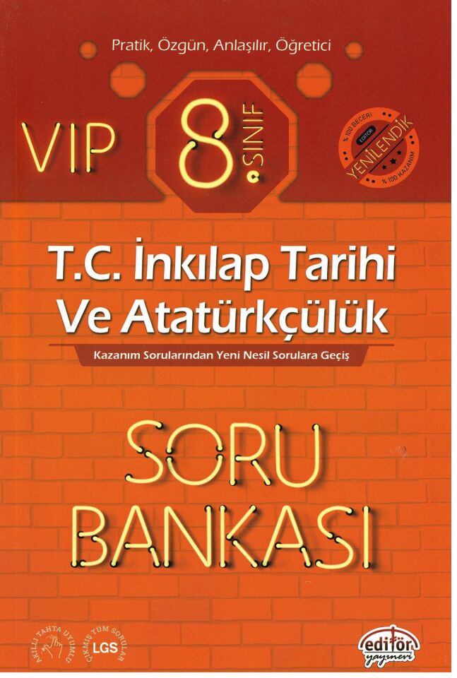 Editör 8.Sınıf Vip T.C. İnkılap Tarihi ve Atatürkçülük Soru Bankası