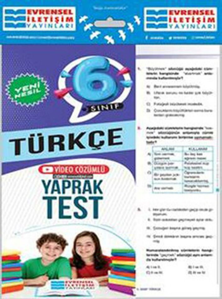 Evrensel İletişim 6.Sınıf Yeni Nesil Türkçe Yaprak Test