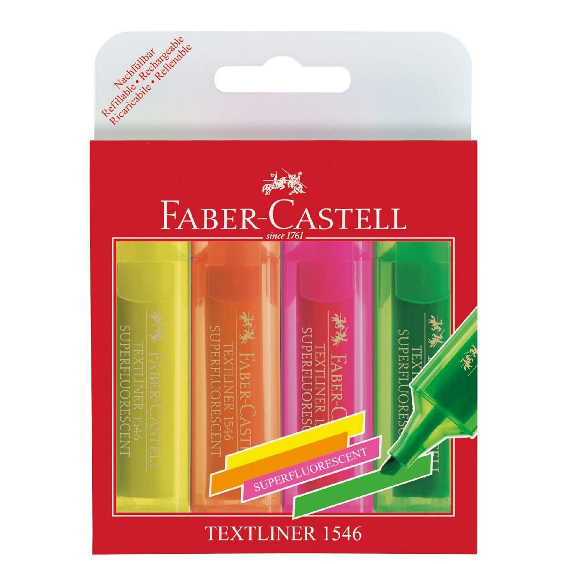 Faber Castell Şeffaf Gövde Fosforlu Kalem 1546 4lü (1 Adet)