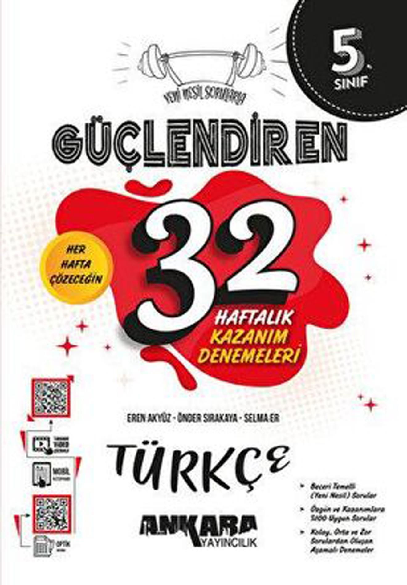 Ankara 5. Sınıf Güçlendiren 32 Haftalık Türkçe Kazanım Denemeleri