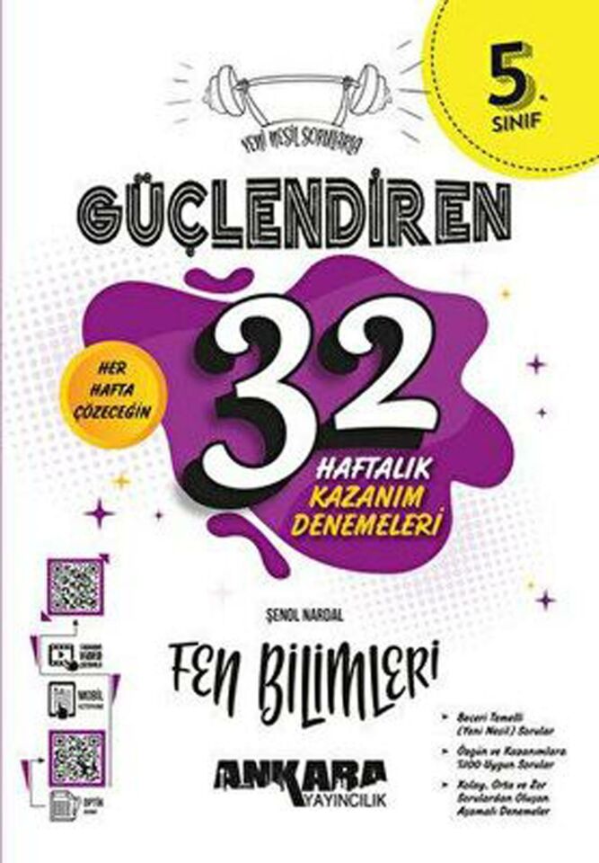 Ankara 5. Sınıf Güçlendiren 32 Haftalık Fen Bilimleri Kazanım Denemeleri
