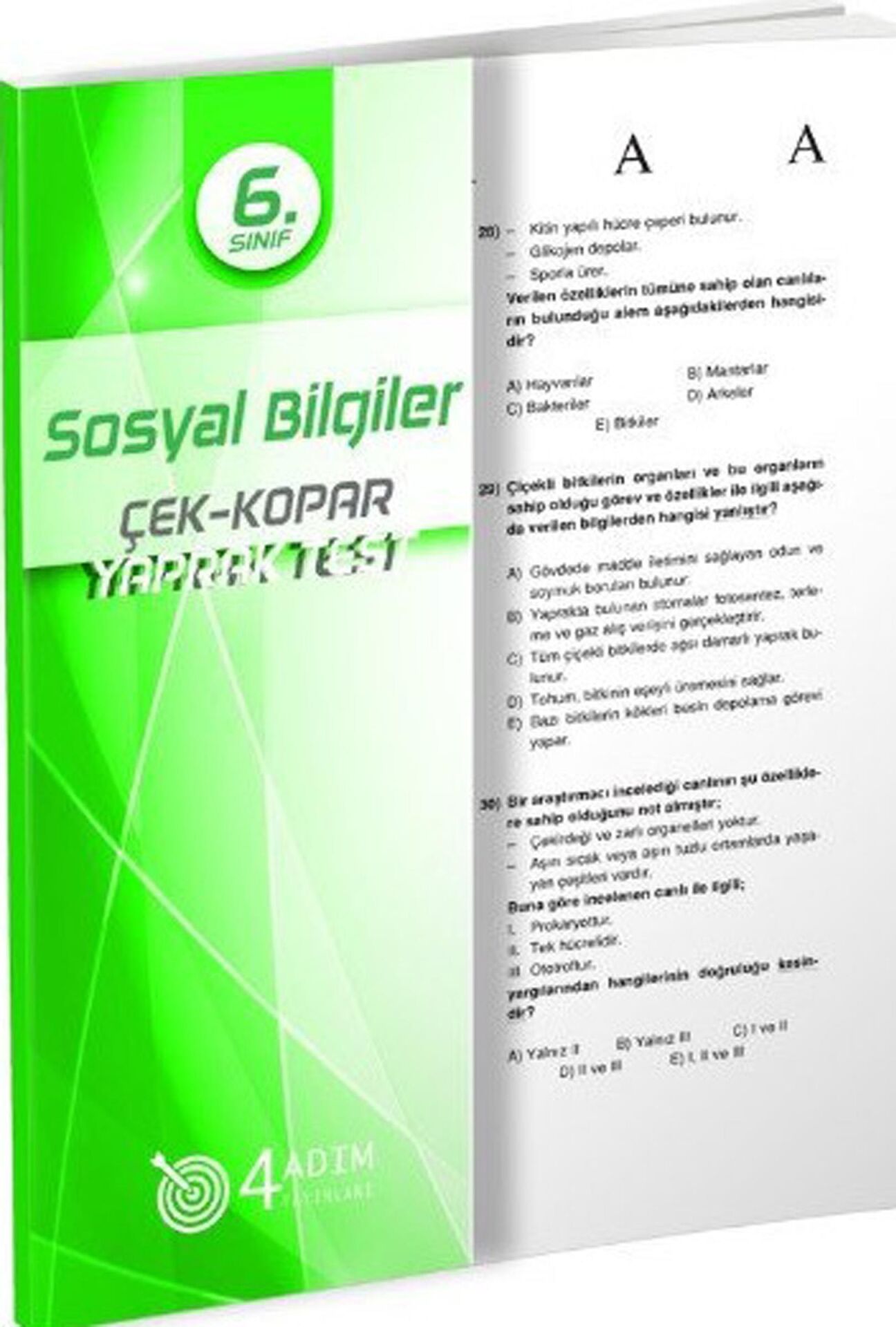 4 Adım 6. Sınıf Sosyal Bilgiler Çek Kopar Yaprak Test