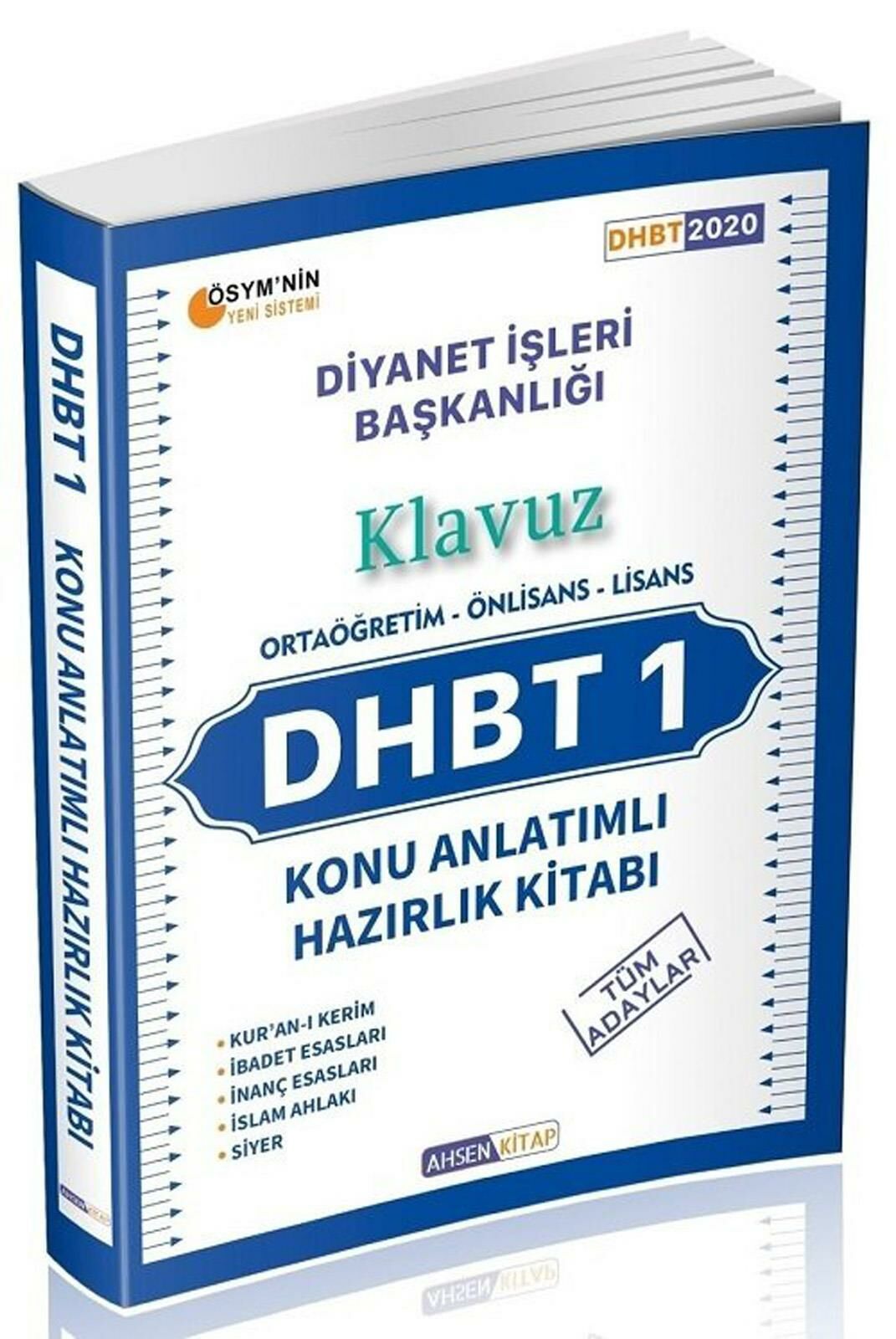 Ahsen 2016 DHBT 1 Tüm Adaylar Konu Anlatımlı Hazırlık Kitabı