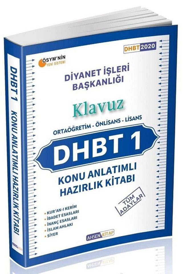 Ahsen 2020 DHBT 1 Tüm Adaylar Konu Anlatımlı Hazırlık Kitabı