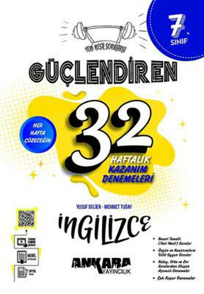 Ankara 7. Sınıf İngilizce Güçlendiren 32 Haftalık Kazanım Denemeleri