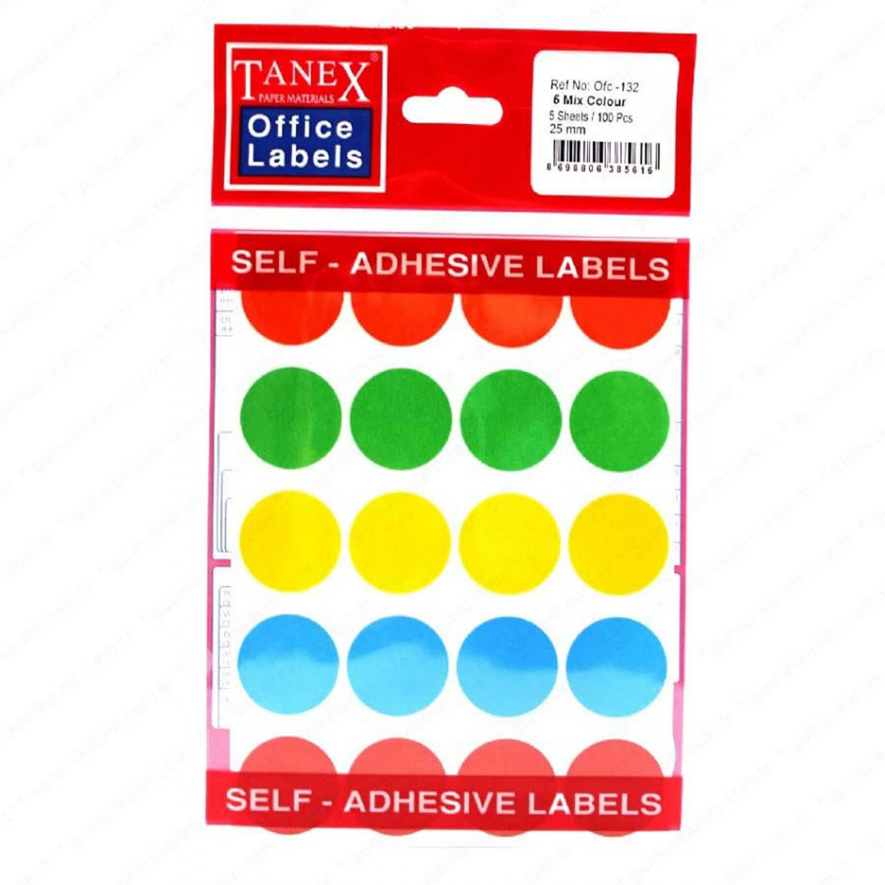 Tanex Mix Color Yuvarlak Renkli Etiket Ofc-132 (1 adet)