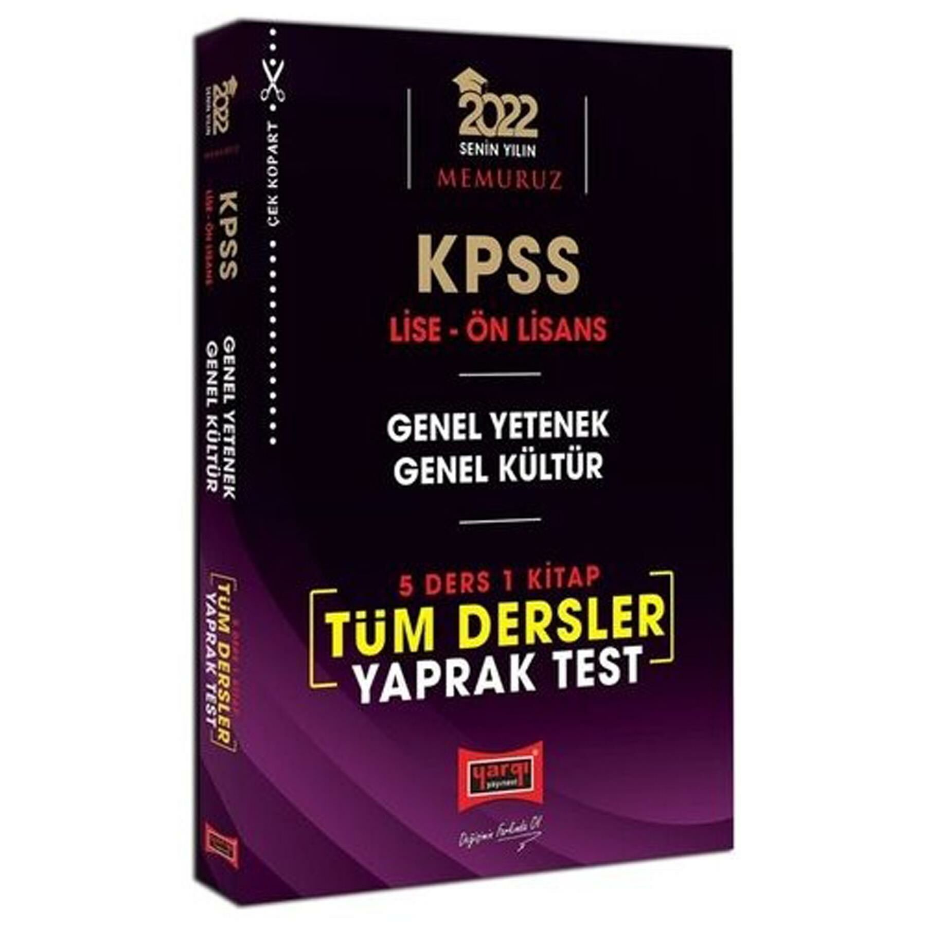 Yargı Kpss Lise , Ön Lisans GYGK Tüm Dersler Yaprak Test