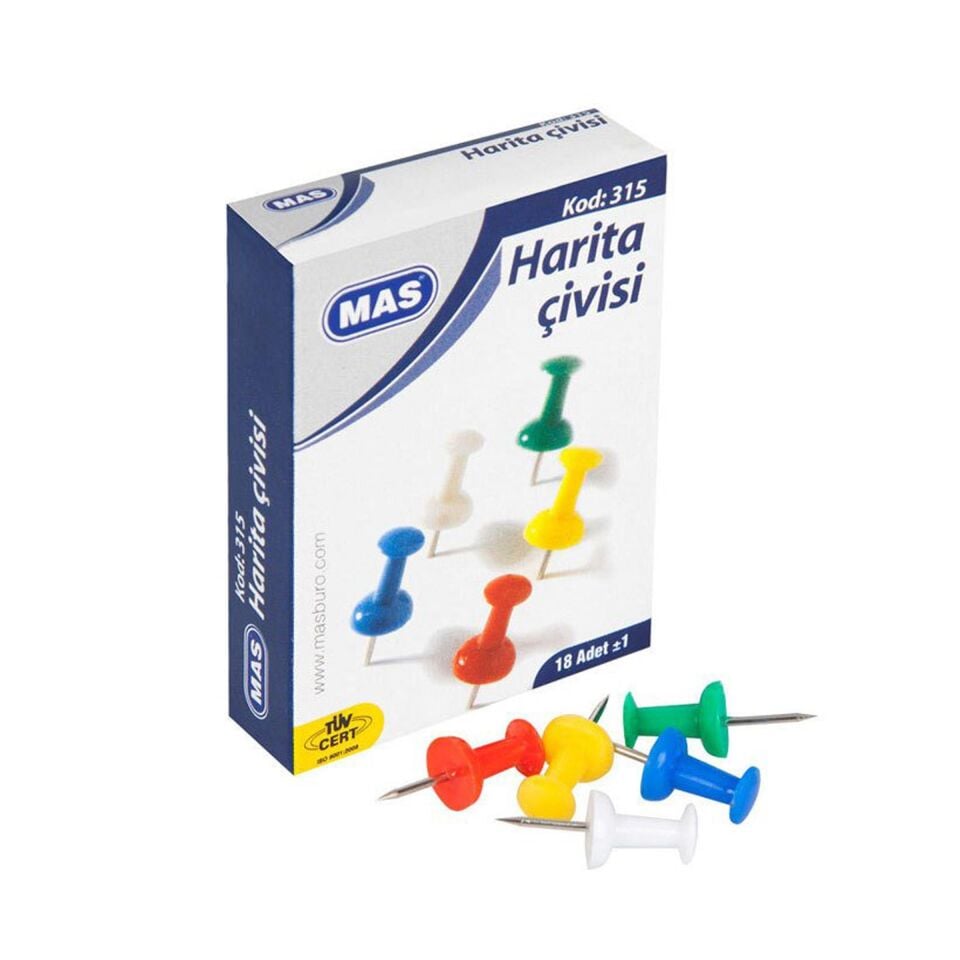 Mas Harita Çivisi Renkli 18li 315 (1 paket)