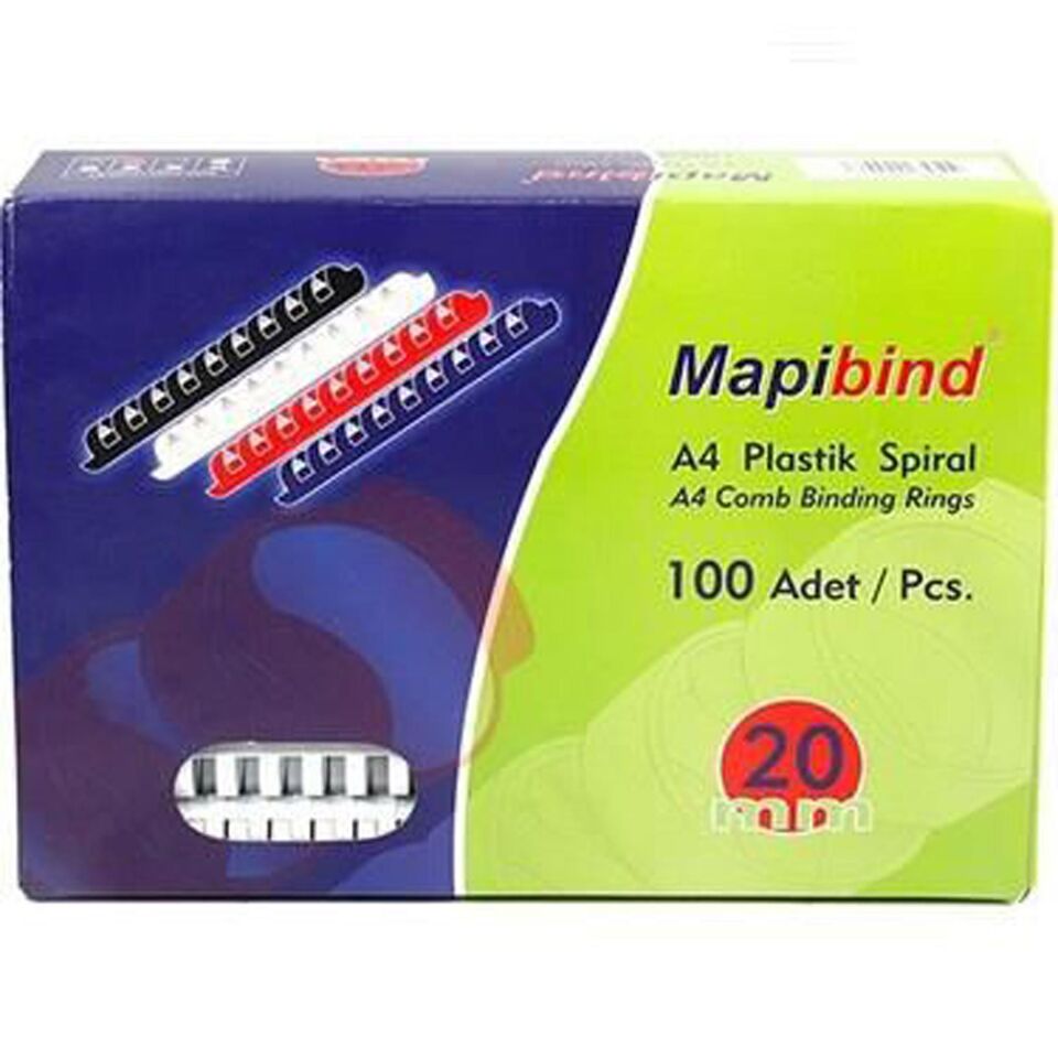 Mapi Plastik Spiral 20mm Beyaz 100lü 2012000 (1 paket)