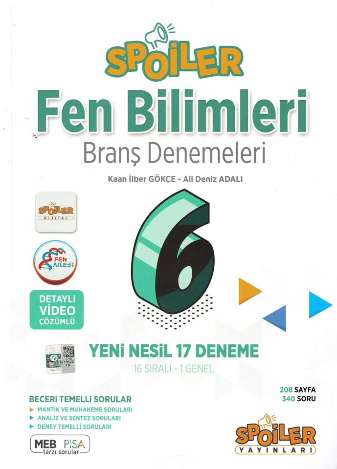 Spoiler 6.Sınıf Fen Bilimleri Branş Deneme