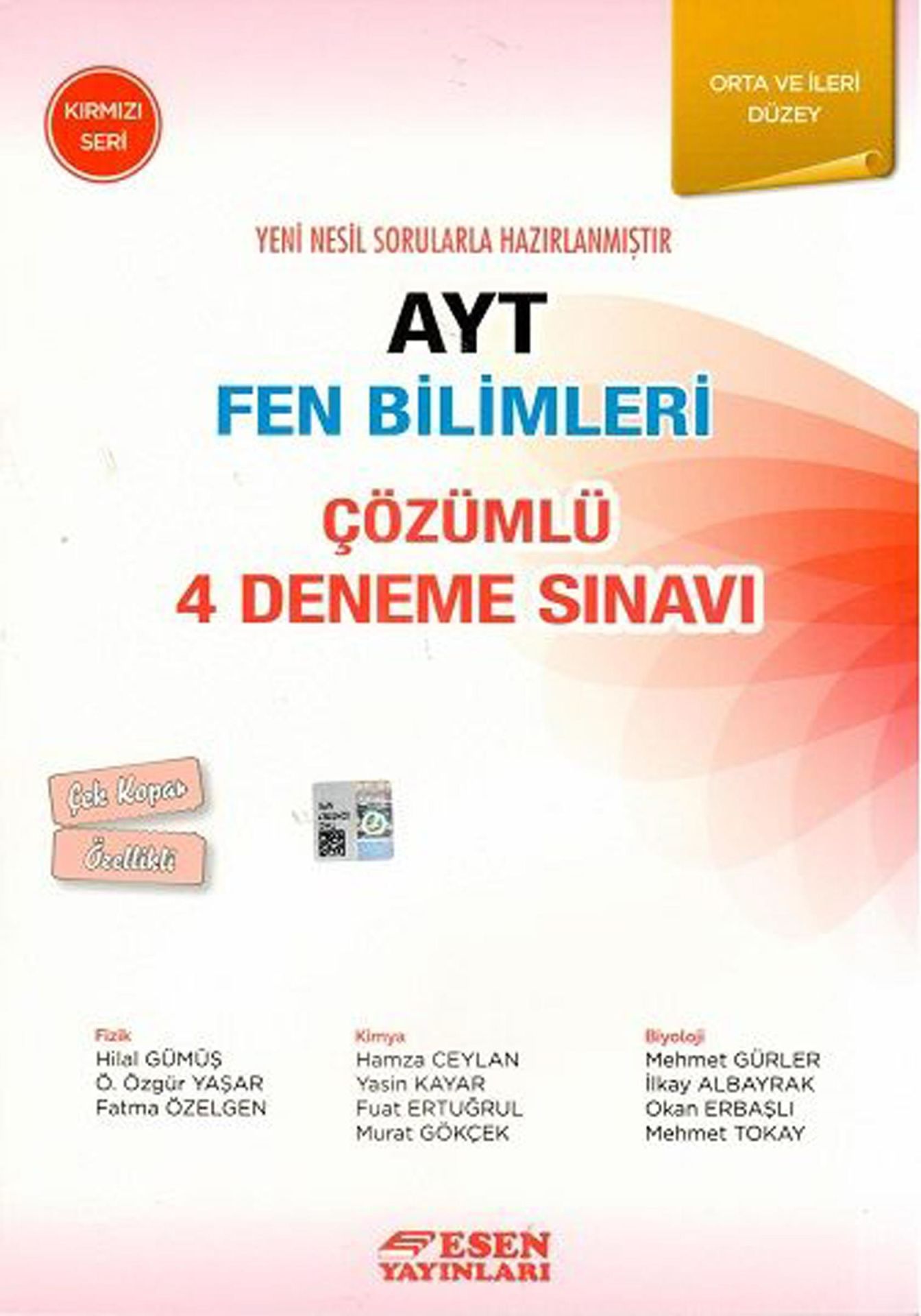 Esen AYT Çözümlü 4 Deneme Fen Bilimleri (Kırmızı Seri)