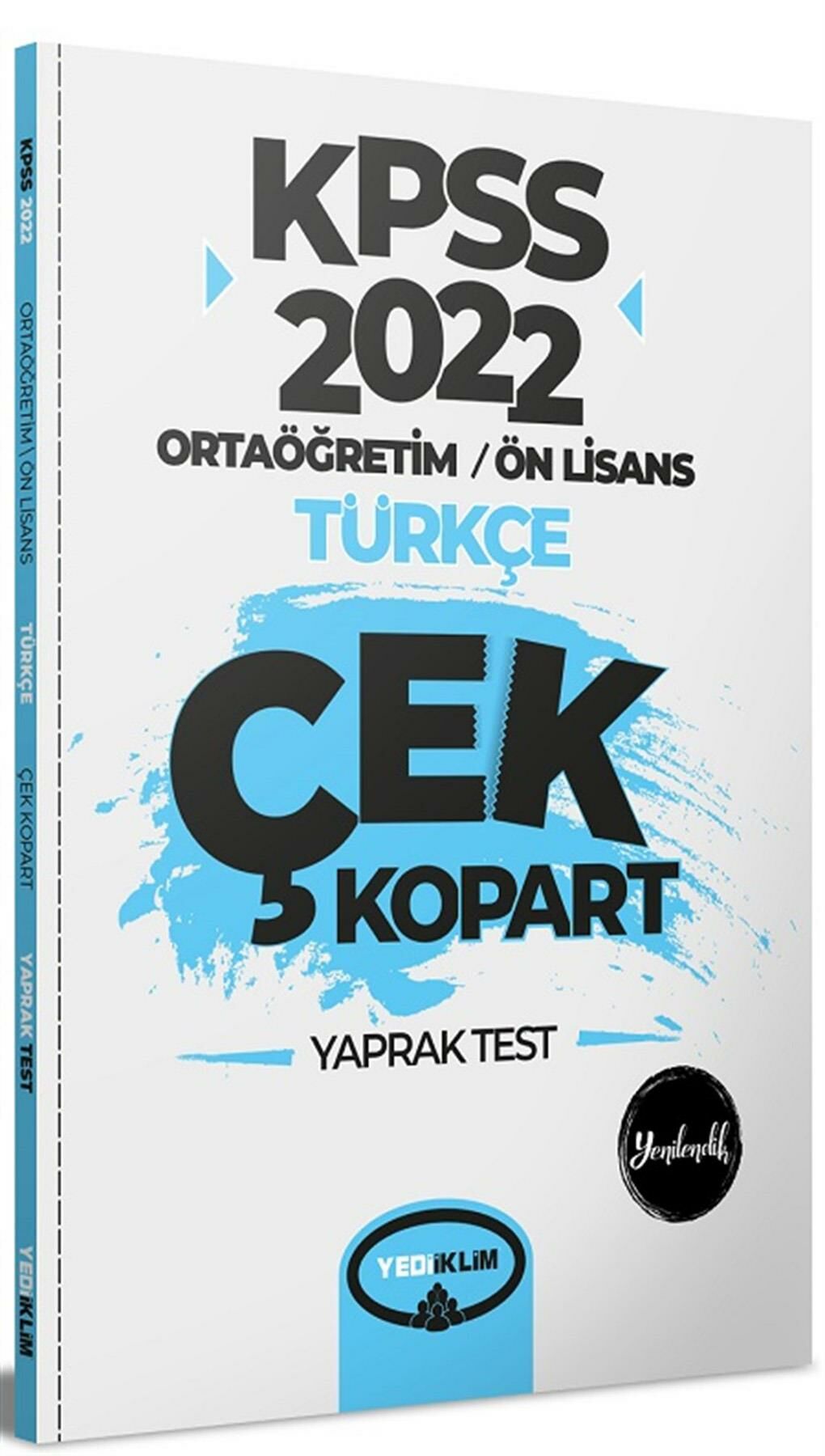 Yediiklim KPSS Ortaöğretim Ön Lisans Genel Yetenek Genel Kültür Türkçe Çek Kopart Yaprak Test