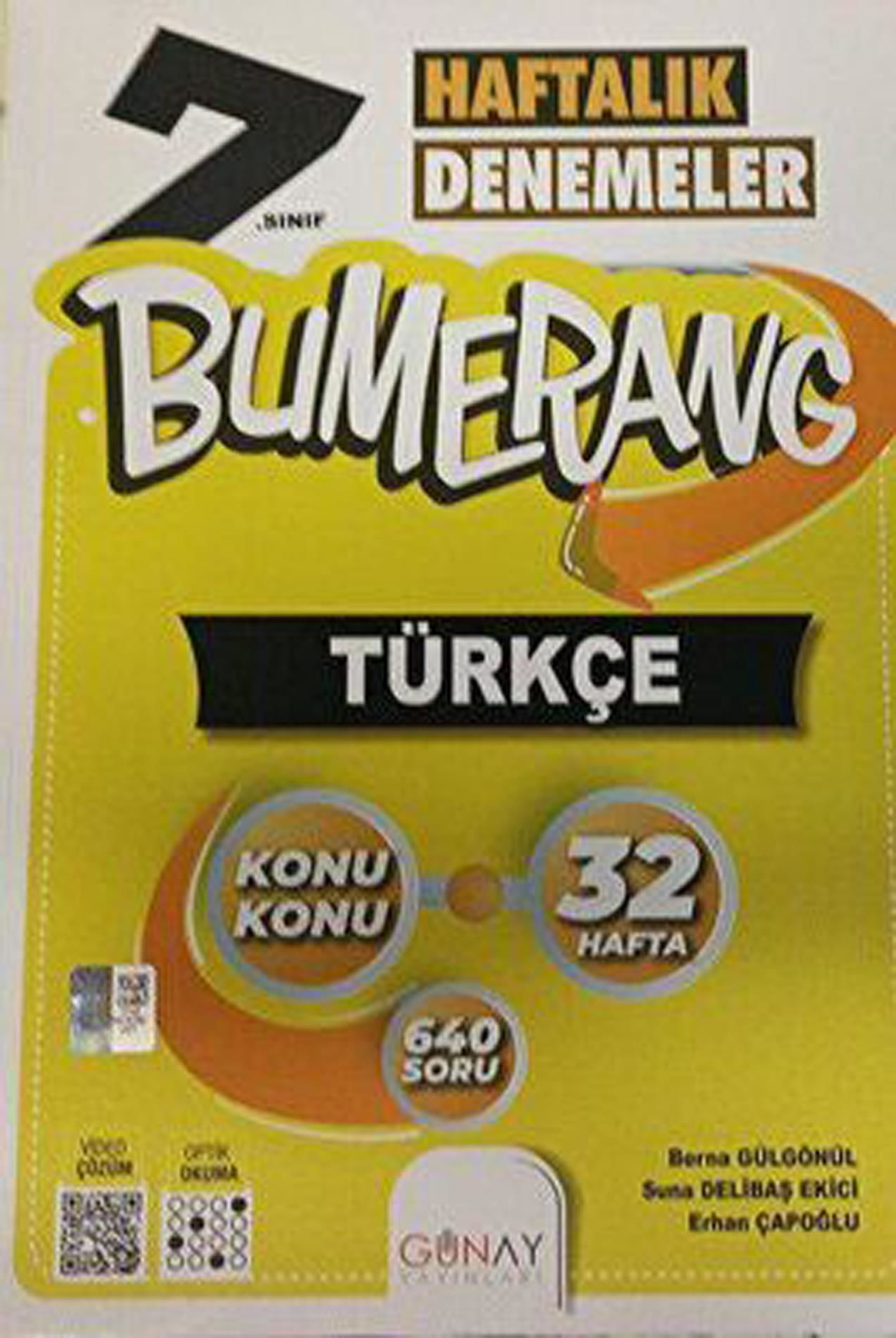 Günay 7. Sınıf Bumerang Haftalık Türkçe Denemeleri