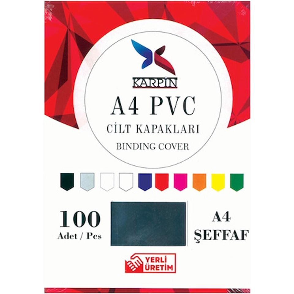 Karpin A4 Pvc Cilt Kapağı Şeffaf 100Lü 6225