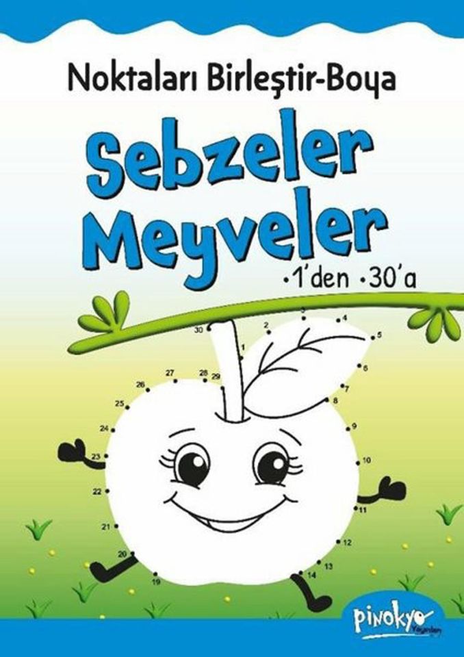 Noktaları Birleştir Boya Sebzeler Meyveler 1'den 30'a (32 Sayfa)