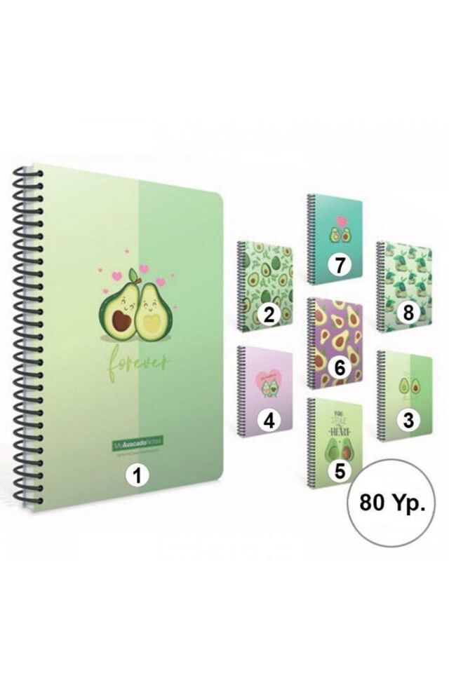 Gıpta Avacado Notes Spiralli Karton Kapak A4 80 Yaprak Kareli Defter 5820 (1 adet)