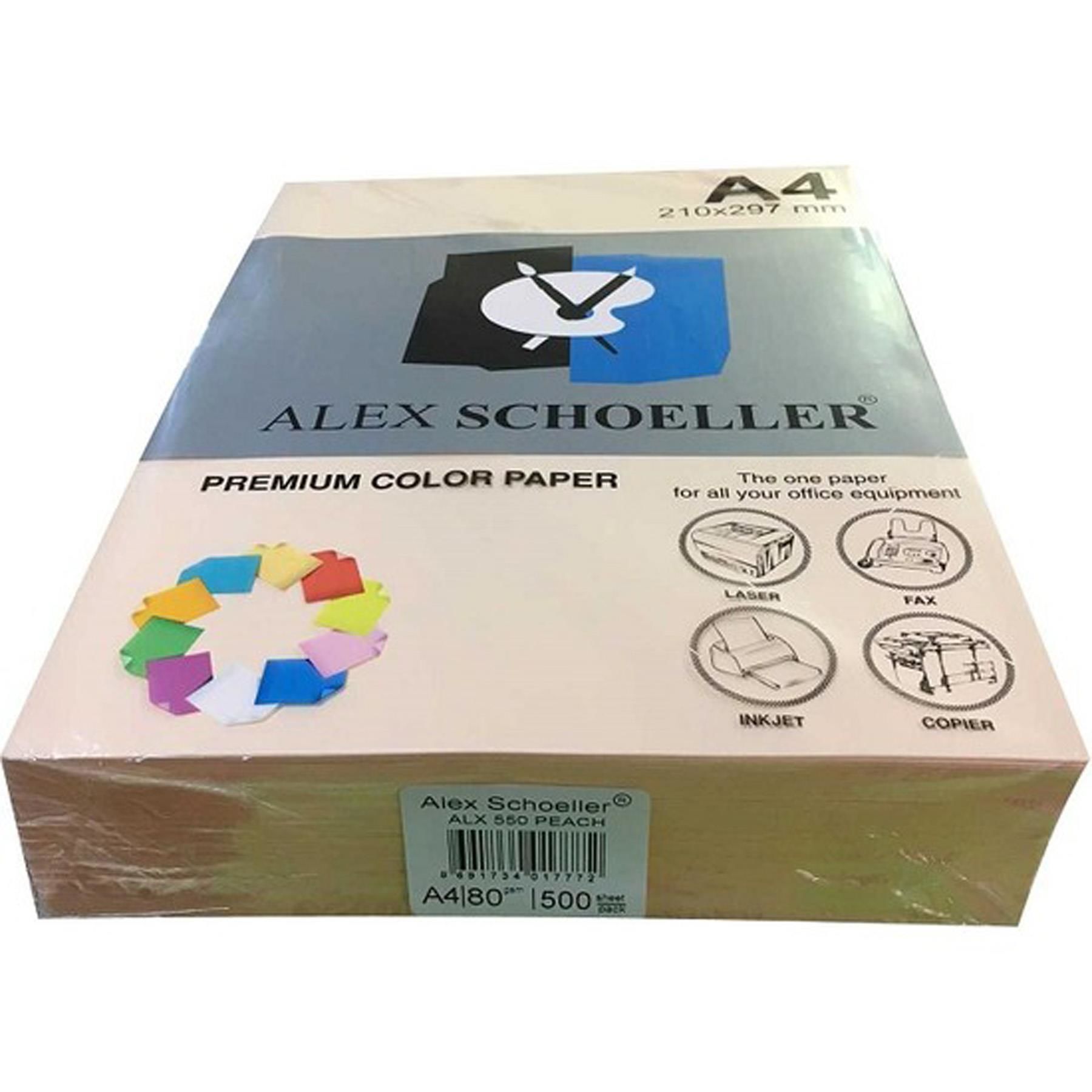 Alex A4 Renkli Fotokopi Kağıdı Somon 80gr 500lü 45150-550 (1 paket)