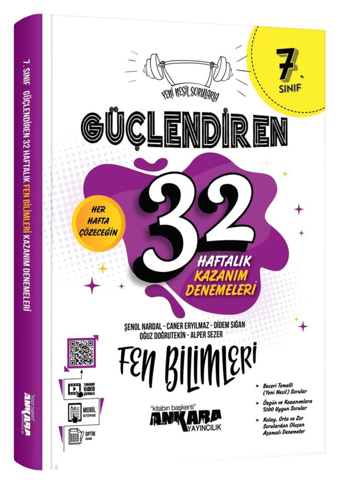 Ankara 7. Sınıf Güçlendiren 32 Haftalık Fen Bilimleri Kazanım Denemeleri