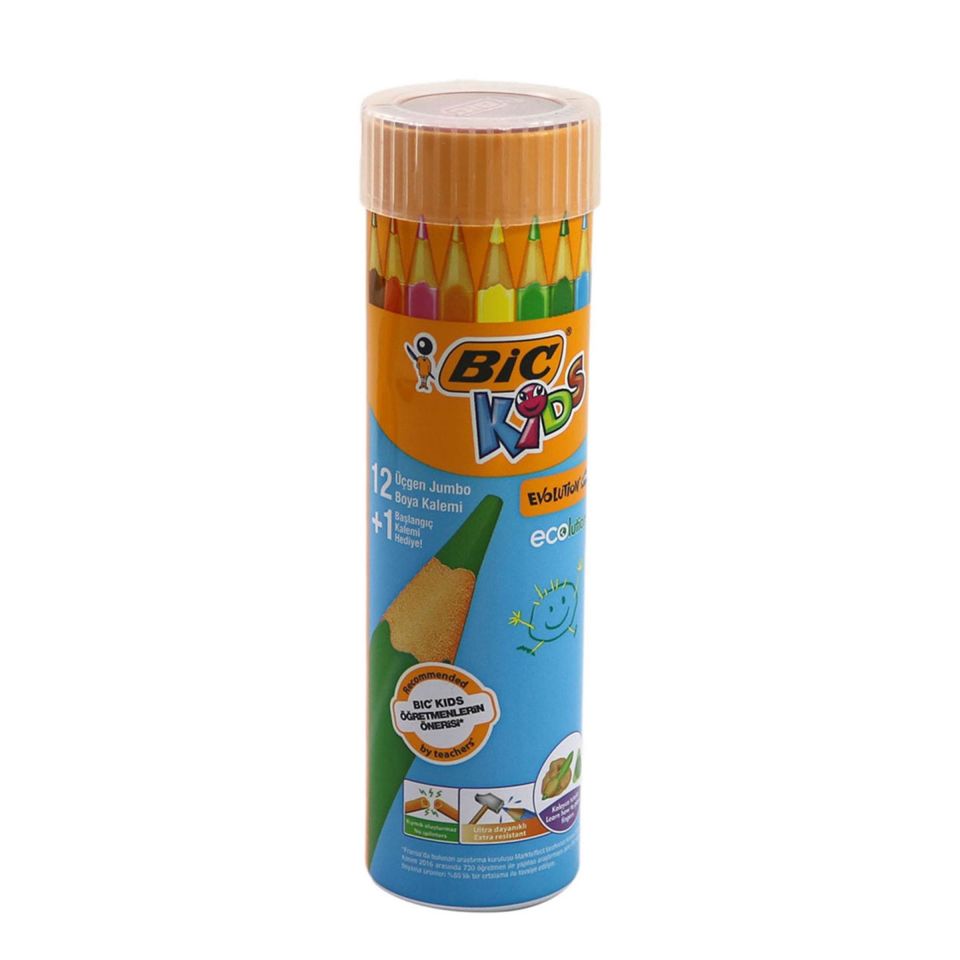 Bic Evolution Tüp Üçgen Jumbo Kuru Boya Kalemi 12Li ( 1 Adet )