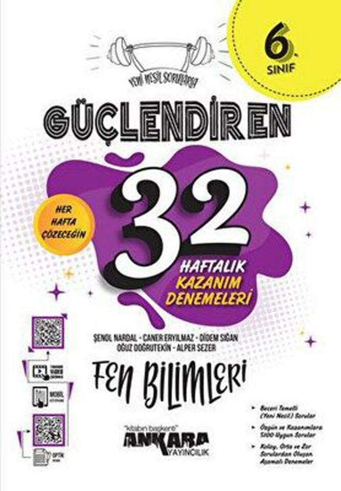 Ankara 6. Sınıf Güçlendiren 32 Haftalık Fen Bilimleri Kazanım Denemeleri