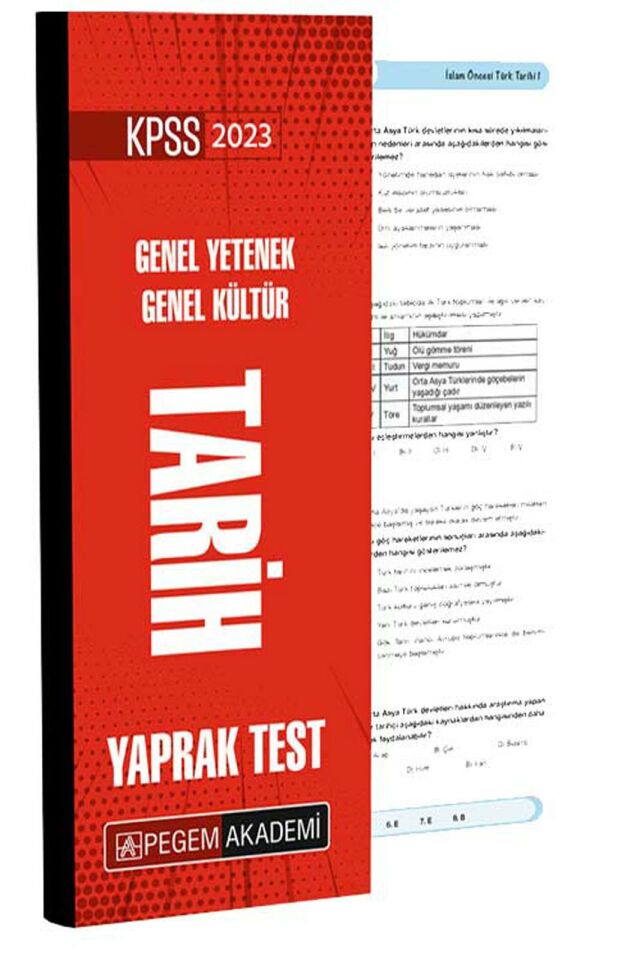 Pegem KPSS Genel Yetenek Genel Kültür Tarih Yaprak Test 2023