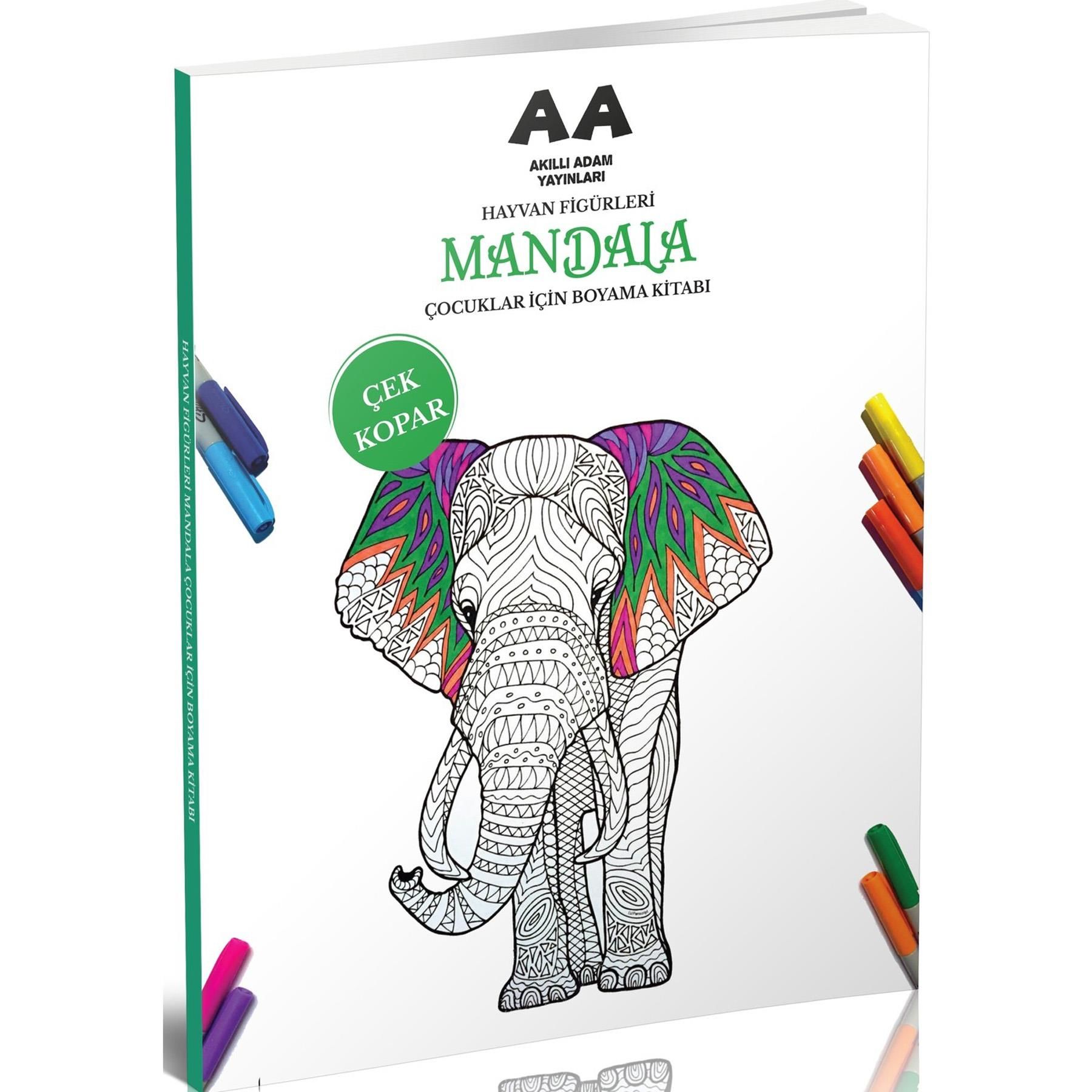 Hayvan Figürleri Mandala Çocuklar İçin Boyama Kitabı