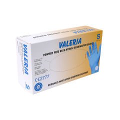 VALERİA Nitril Pudrasız Muayene Eldiveni 100'lü Mavi S