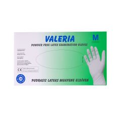 VALERİA Lateks Pudrasız Muayene Eldiveni 100'lü Beyaz M