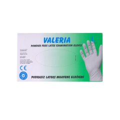 VALERİA Lateks Pudrasız Muayene Eldiveni 100'lü Beyaz L
