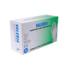 VALERİA Lateks Pudrasız Muayene Eldiveni 100'lü Beyaz L