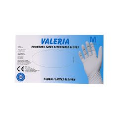 VALERİA Lateks Pudralı Muayene Eldiveni 100'lü Beyaz M