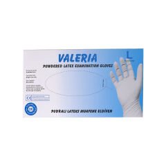 VALERİA Lateks Pudralı Muayene Eldiveni 100'lü Beyaz L