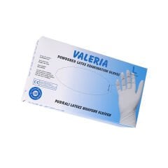 VALERİA Lateks Pudralı Muayene Eldiveni 100'lü Beyaz L